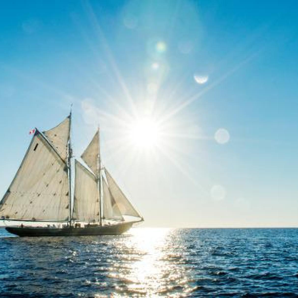 A yacht sailing in the sun