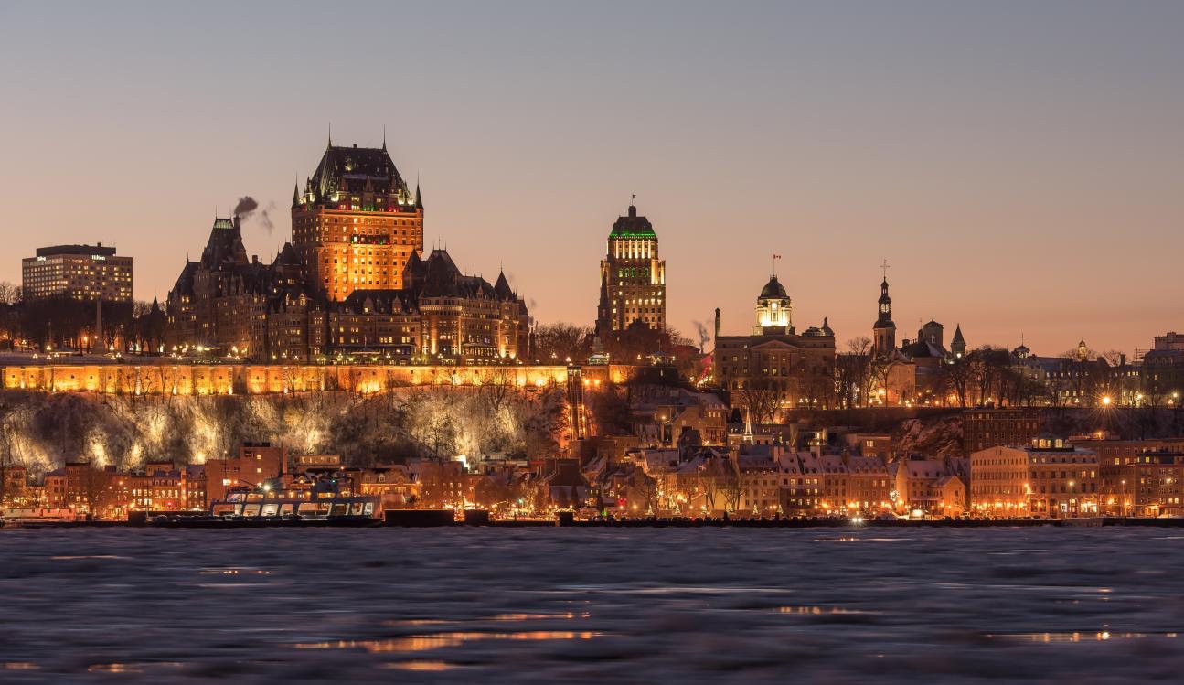 Skyline of Quebec City at night