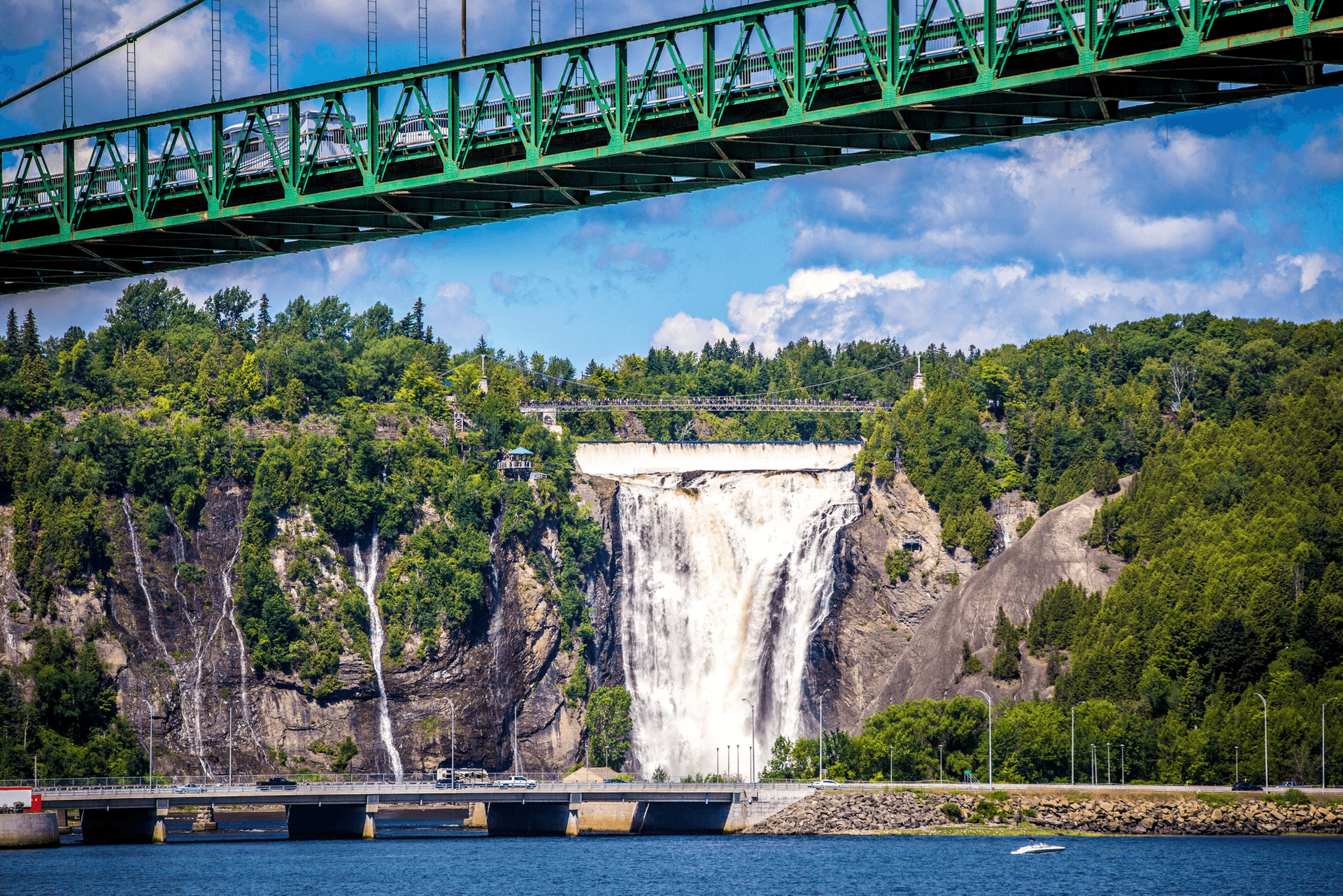 Montmorency Falls on a sunny day in Quebec