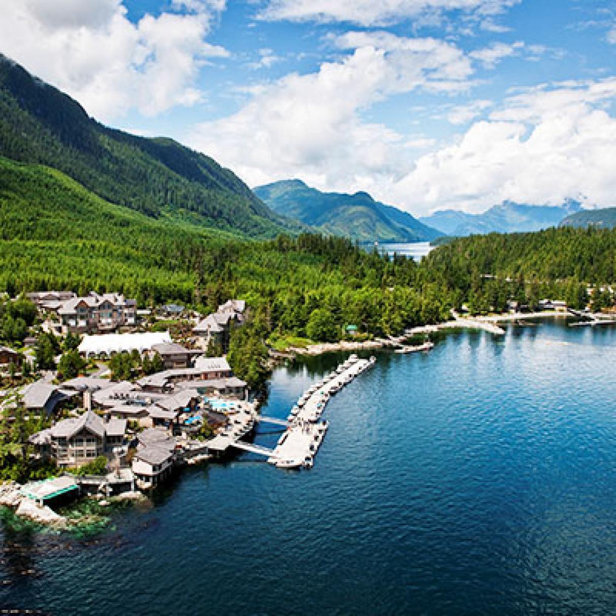 Aerial view of Sonora Resort in British Columbia